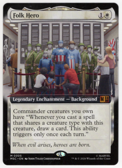 Folk Hero (Extended Art) 0305 Commander: Marvel Super Heroes (MSC) MTG NM/M - Image 1