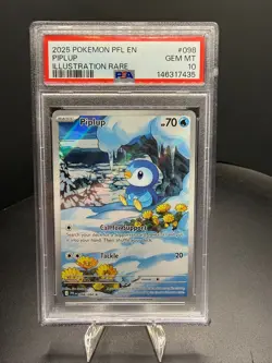 Pokemon Piplup 098/094 Illustration Rare Holo PSA 10 Phantasmal Flames 2025 - Image 1