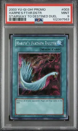 Yu-Gi-Oh! Harpie's Feather Duster 2003 SDD-003 Unlimited Secret Rare PSA 9 - Image 1