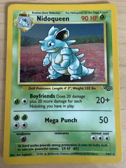 Pokemon TCG Nidoqueen 7/64 Jungle 90 HP Holo Unlimited Holo Rare Sugimori - Image 1