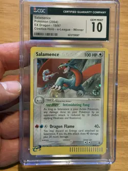 2004 Pokemon Salamence 19/97 Cosmos Holo e-League Winner EX Dragon CGC 10 Swirl - Image 1