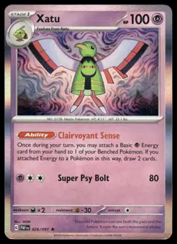 Xatu Holo #026/091 SV: Paldean Fates Rare Pokemon - Image 1