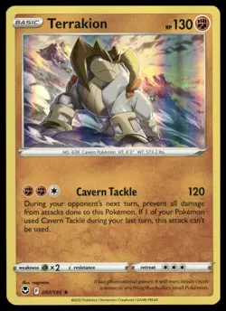 Terrakion Holo #097/195 SWSH12: Silver Tempest Holo Rare Pokemon - Image 1