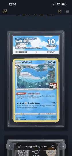 Pokemon Wailord 038/195 Holo Series 3 Pokemon play stamp GEM MINT 10 / POP 1 - Image 3