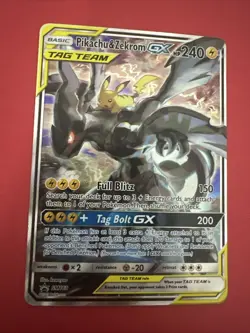 Pokemon Pikachu & Zekrom GX Tag Team TCG Sun & Moon SM168 Holo Foil Promo LP - Image 1