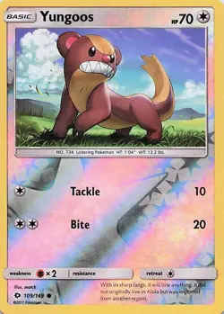 Yungoos - Pokemon Reverse Holo Common 2017 SM Base Set 109/149 NM - Image 1