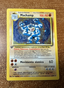 ITALIAN Machamp 8/102 Holo Rare 1st Edition Base Set Pokemon NM - Image 1