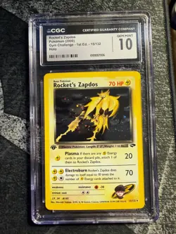 2000 POKEMON GYM CHALLENGE #15 ROCKET'S ZAPDOS 1ST EDITION CGC 10 GEM MINT - Image 1