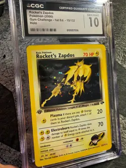2000 POKEMON GYM CHALLENGE #15 ROCKET'S ZAPDOS 1ST EDITION CGC 10 GEM MINT - Image 2