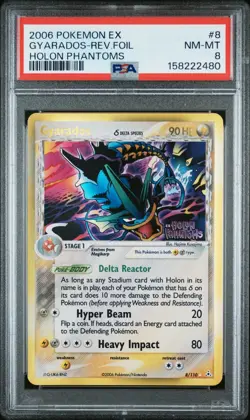 *CLEAN* 2006 Pokemon EX Holon Phantoms #8 Gyarados-reverse Foil Stamped PSA 8 - Image 1