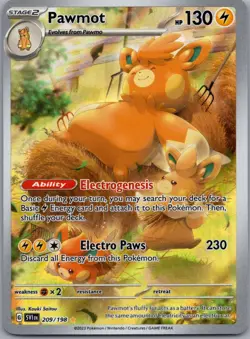 Pawmot 209/198 Illustration Rare Scarlet & Violet Pokemon Holo Near Mint - Image 1