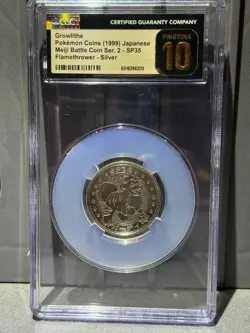 Growlithe Pokemon Rare Vintage Meiji Battle Coin Metal Japanese Cgc Pristine 10 - Image 1