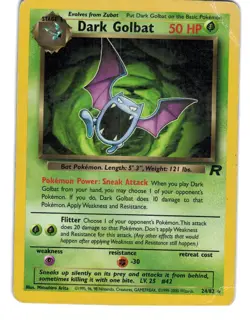 Dark Golbat 24/82 Rare Team Rocket Pokemon Unlimited Heavily Played - Image 1