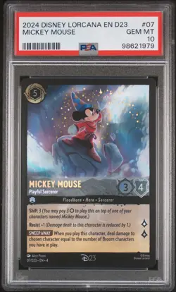 Disney Lorcana 2024 D23 Promos Mickey Mouse Playful Sorcerer #07 Foil PSA 10 EN - Image 1