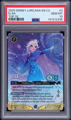 2025 DISNEY LORCANA DLC CHALLENGE TOP 32 ELSA FOIL PROMO C2 #2 ICE MAKER PSA 10 - Image 1