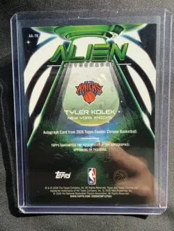 2025-26 Topps Chrome Cosmic Tyler Kolek Red Alien Auto /5 AA-TK NBA CHAMP KNICKS - Image 2