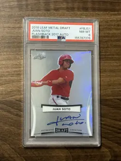 2018 Leaf Metal Draft Juan Soto Autograph RC Flashback 2017 #FB-JS1 PSA NM-MT 8 - Image 1