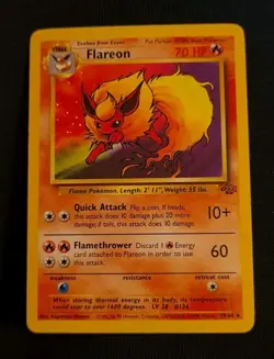 Pokemon TCG Flareon Card 19/64 Jungle Unlimited Rare Non-Holo NM - Image 1