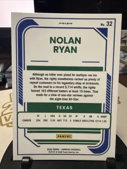 Nolan Ryan 2026 Panini Donruss Baseball Optic #32 Silver Holo Prizm Rangers - Image 2