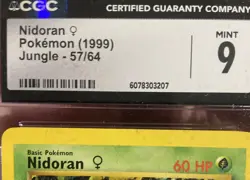 CGC 9 MINT Nidoran Jungle 57/64 Pokemon 1999 Non-Holo - Image 3
