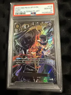 PSA 10 Sabo (SP Alt Art) Carrying On His Will OP13 OP07-118 EN One Piece B16 - Image 1
