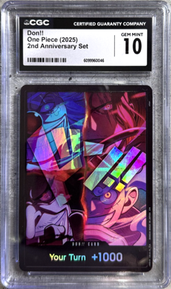 One Piece TCG Don!! Card Four Emperors CGC 10 Gem, 2nd Anniversary Set 2025 (1) - Image 1