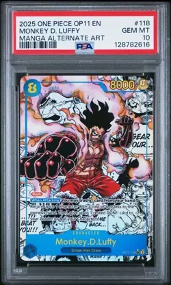 Monkey D Luffy OP11-118 Manga Alt Art SEC, Fist Of Divine Speed, PSA 10 - Image 1
