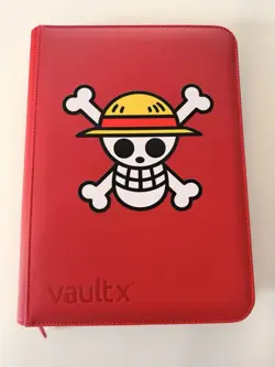 One Piece Vault X EXO-TEC 9-Pocket Zip Binder Red Straw Hat Jolly Roger - Image 1