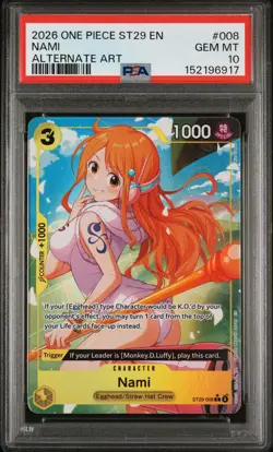 2026 ONE PIECE STARTER DECK ST29-EGGHEAD ALTERNATE ART #008 NAMI PSA 10 - Image 1