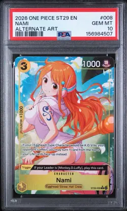 2026 ONE PIECE STARTER DECK ST29-EGGHEAD ALTERNATE ART #008 NAMI PSA 10 - Image 1