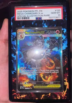 2025 POKEMON PHANTASMAL FLAMES SPECIAL ILLUSTRATION MEGA CHARIZARD X EX PSA 10 - Image 1