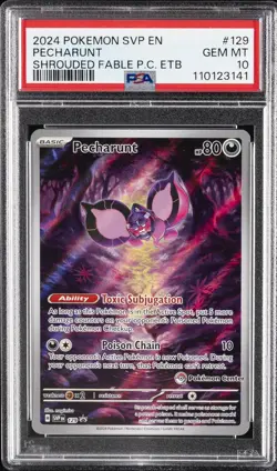 2024 POKEMON SHROUDED FABLE POKEMON CENTER ETB PROMO SVP #129 PECHARUNT PSA 10 - Image 1
