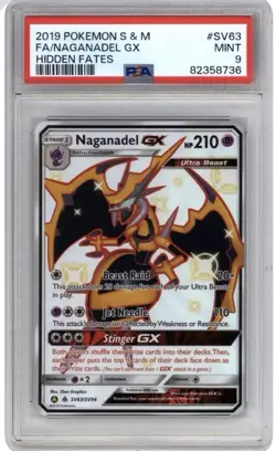 2019 Pokemon Sun & Moon Hidden Fates SV63 Full Art/Naganadel GX PSA 9 - Image 1