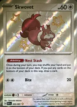 Skwovet 205/091 Shiny Rare Paldean Fates Pokemon Near Mint - Image 1