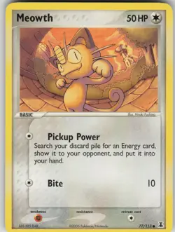 Pokemon TCG Meowth Common Delta Species 77/113 - Image 1