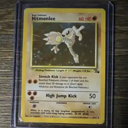 Wizards of the Coast Hitmonlee Fossil 7/62 Holo Rare Unlimited 1999 60 HP - Image 1