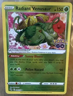 Pokemon TCG Radiant Venusaur 004/078 Pokemon GO Holo RR HP 150 - Image 1