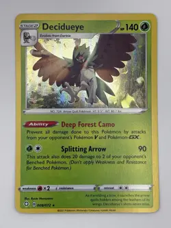 Decidueye 008/072 Holo Rare Shining Fates Pokemon Near Mint - Image 1