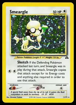 Smeargle 11/75 Unlimited Holo Rare Neo Discovery Pokemon Card - Image 1