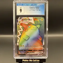 Pokemon TCG 2020 Pikachu VMAX Rainbow Rare Vivid Voltage 188/185 CGC 9 Mint - Image 1