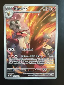 Pokemon TCG Destined Rivals Blaziken Full Art Illustration Rare Card 192/182 - Image 1