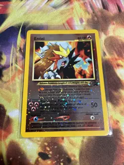 Pokemon Entei #34 Black Star Promo Reverse Holo Card WOTC 2001 Movie Promo - Image 1