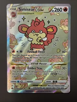 Pokemon Simisear VStar GG37 Crown Zenith Galarian Gallery Full Art Card NM - Image 1
