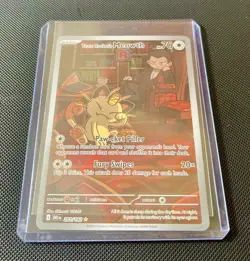 Pokemon Card Team Rocket’s Meowth IR 203/182 Destined Rivals NM - Image 1