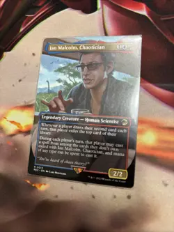 Mtg Ian Malcolm, Chaotician BORDERLESS - UB Jurassic World + Bonus Foils - Image 2