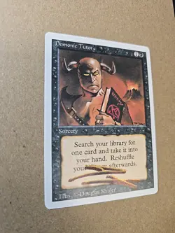 MTG - Revised Edition - Demonic Tutor - Shadow Signed - Altered, Symbol on Book - Image 2