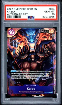 2022 One Piece OP01 EN Kaido Alternate Art #094 PSA 10 GEM MINT - Image 1