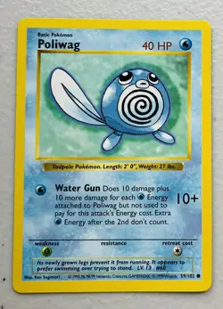 Poliwag 59/102 Base Set Shadowless Pokemon Card - Image 1