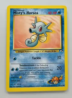 Misty’s Horsea 86/132 Gym Heroes Pokemon Card - Image 1