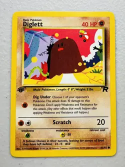 Diglett 52/82 1st Edition Team Rocket Pokemon Card - Image 1